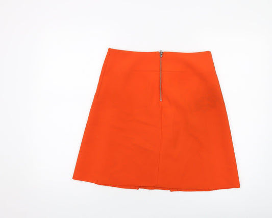 COS Womens Orange Polyester A-Line Skirt Size 8 Zip