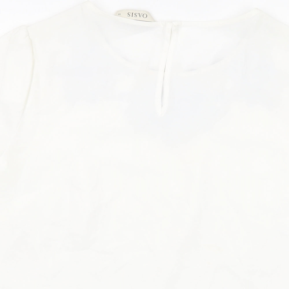 Womens UK Size 10 Oasis White Basic T-Shirt
