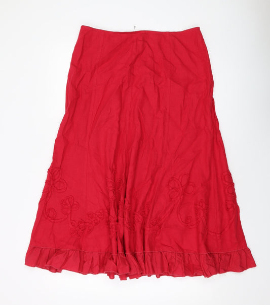 Autograph Womens Red Cotton A-Line Skirt Size 12 Zip