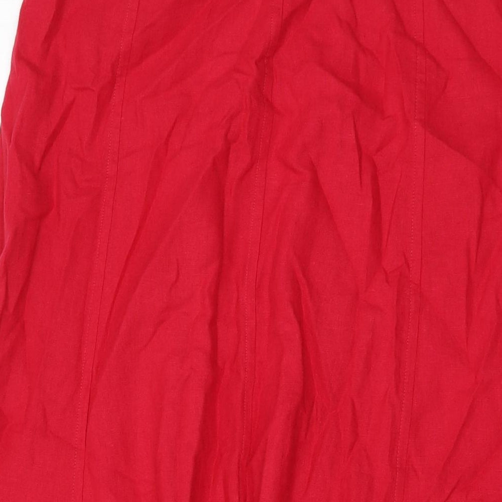 Autograph Womens Red Cotton A-Line Skirt Size 12 Zip