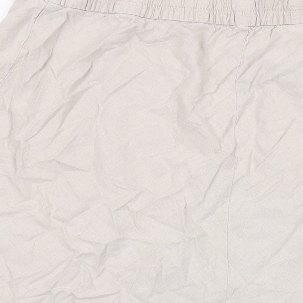 M&Co Womens Beige Linen Skater Skirt Size 16