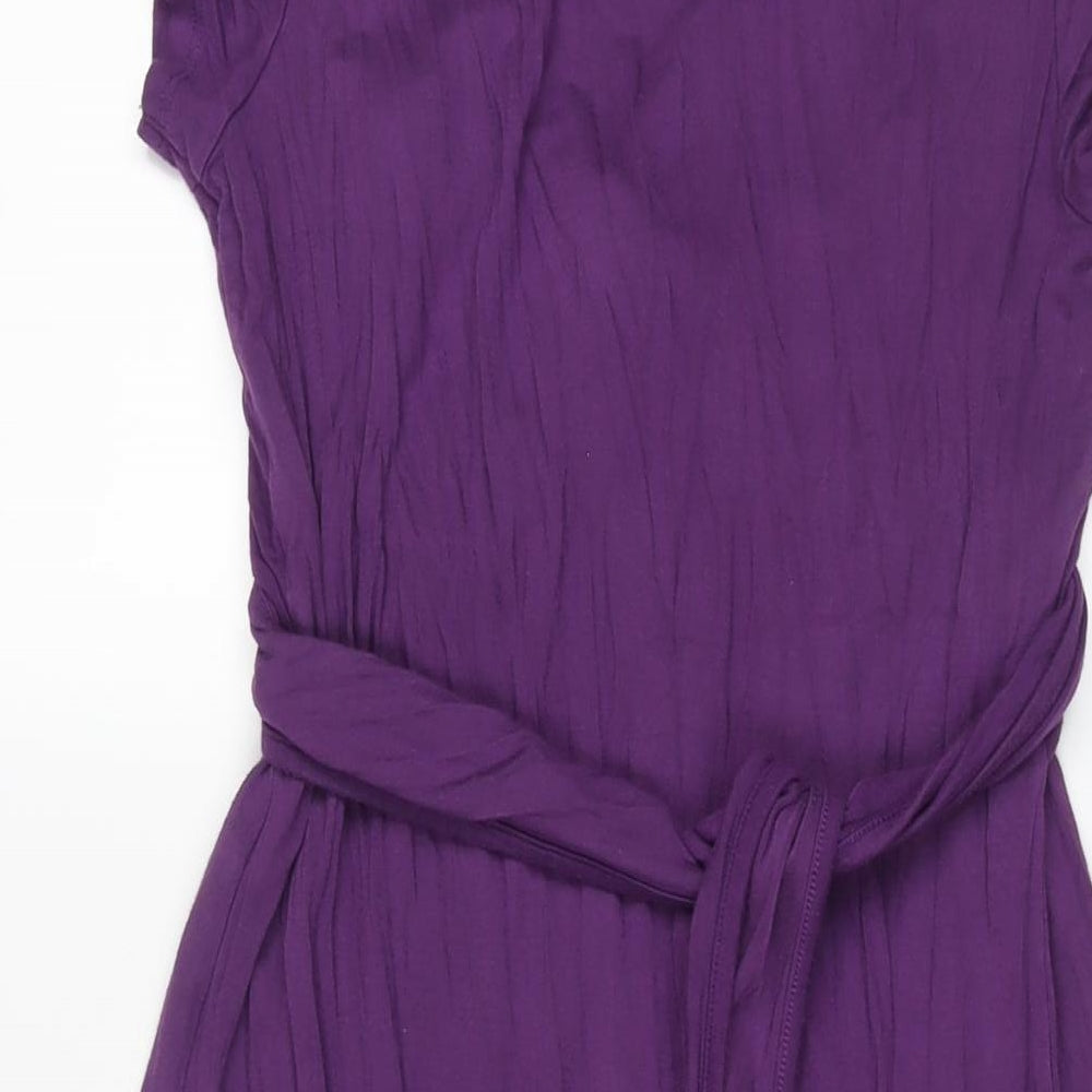 JoJo Maman Bébé Womens Purple Viscose Shift Size M Round Neck Pullover - Crossover Tie Detail