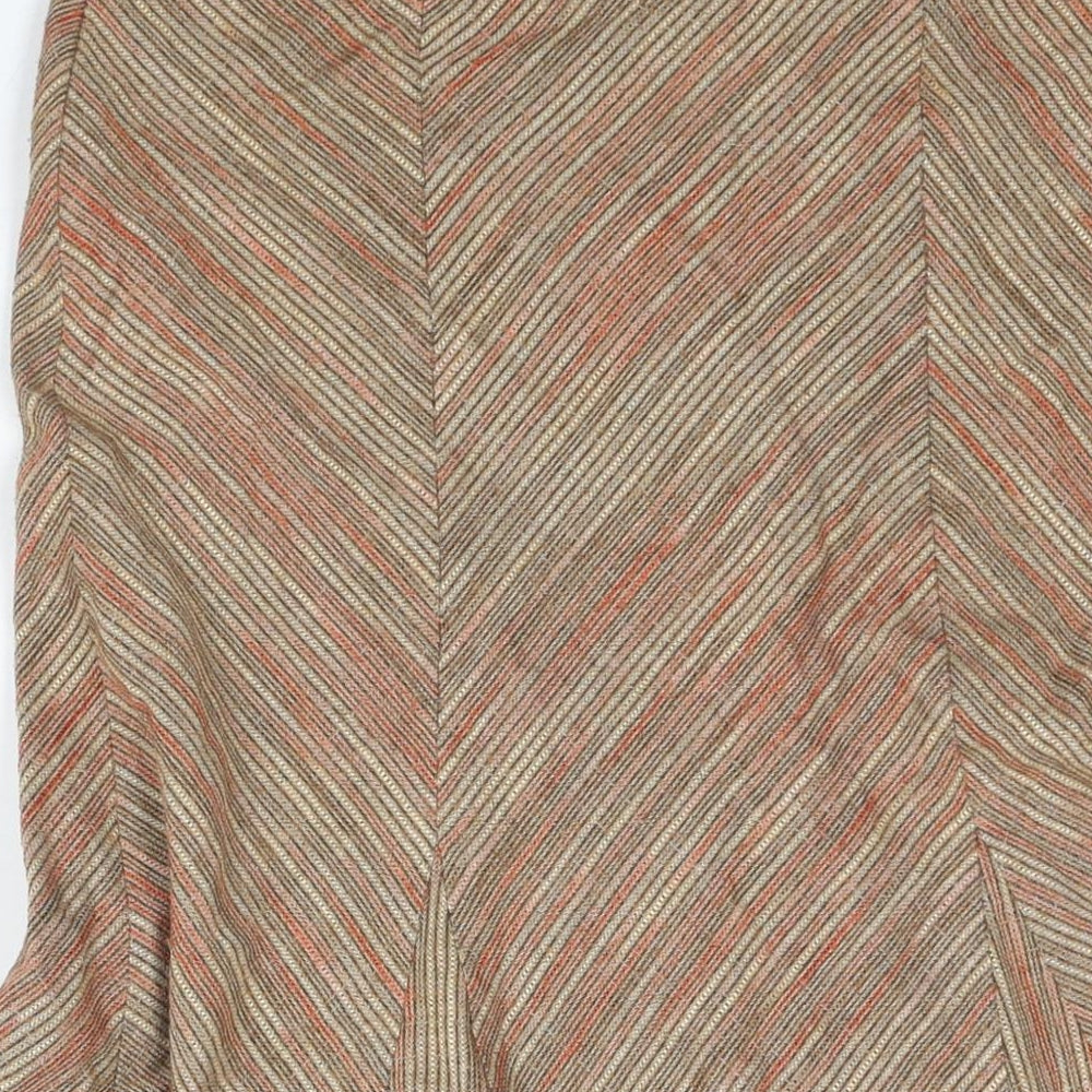 Principles Womens Brown Striped Viscose Trumpet Skirt Size 10 Zip - Asymmetric Hem