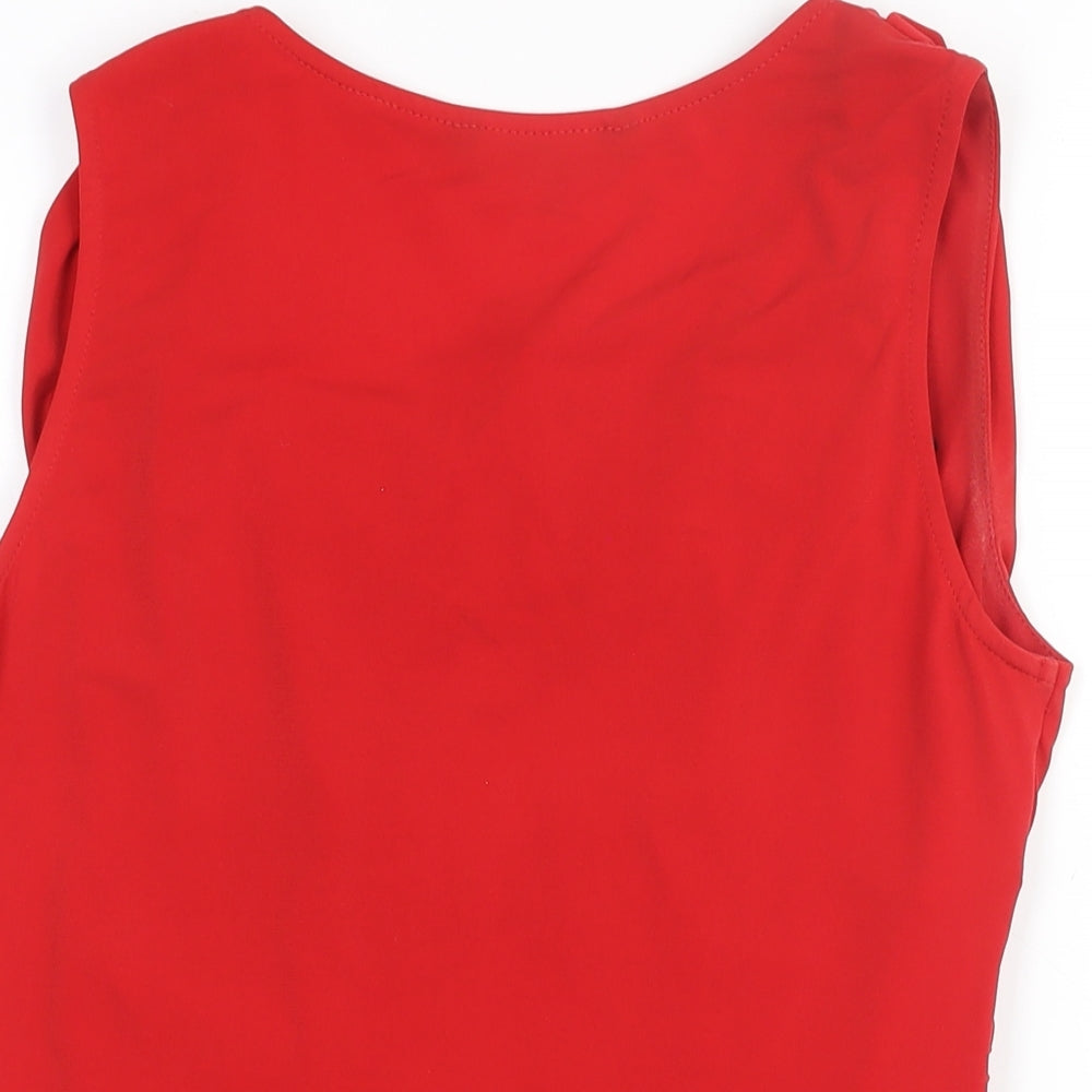 Womens UK Size 14 Julien Macdonald Red Basic Blouse