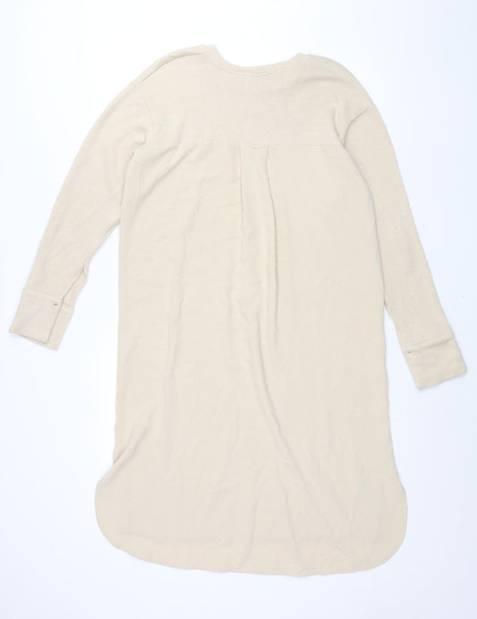 Zara Womens Beige Polyester Jumper Dress Size S Round Neck Pullover