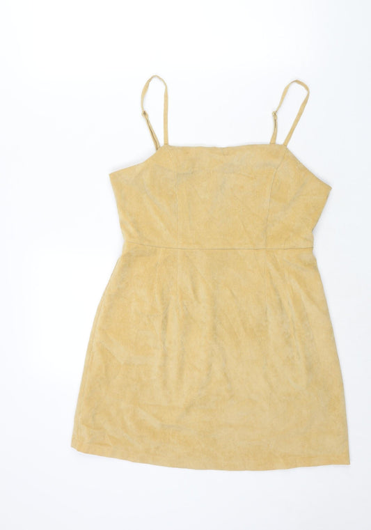 Additional front view of Cooperative women’s yellow cotton mini, size M, square neck zip