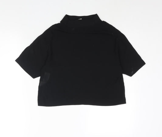 Womens UK Size 8 COLLUSION Black Cropped Blouse