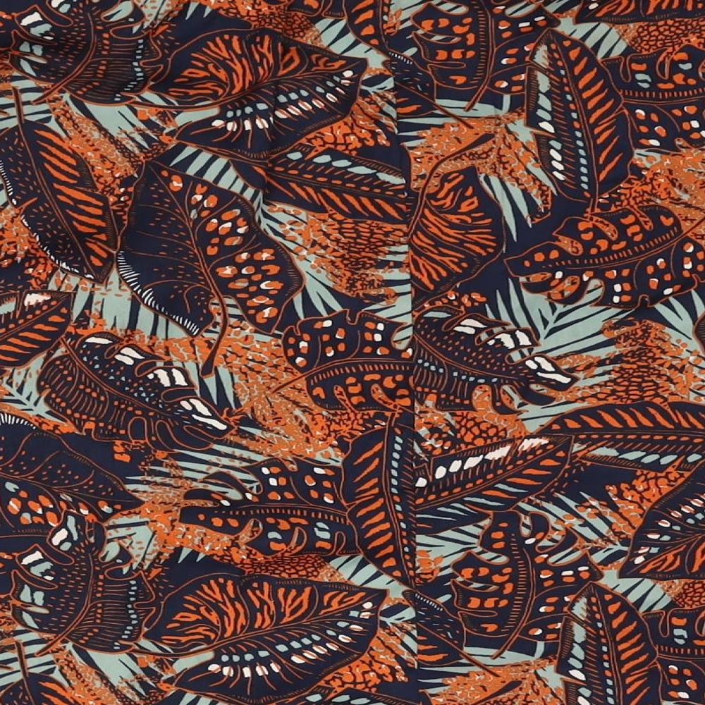 Damart Womens Multicoloured Geometric Polyester A-Line Skirt Size 20 Button - Leaf Print