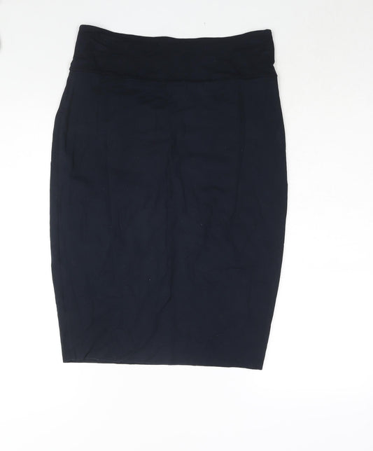 Crew Clothing Womens Blue Viscose Straight & Pencil Skirt Size 12 - Embroidered Logo