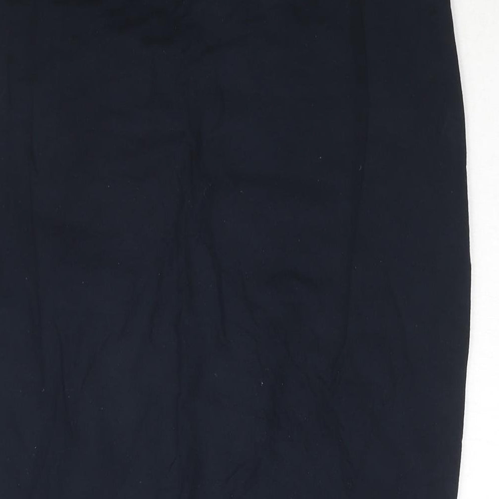 Crew Clothing Womens Blue Viscose Straight & Pencil Skirt Size 12 - Embroidered Logo