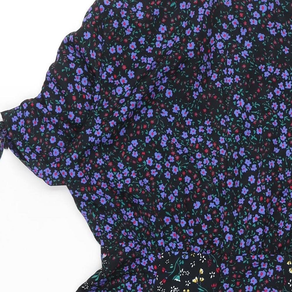 French Connection Womens Multicoloured Geometric Polyester Shift Size 8 V-Neck Zip - Drawstring Sleeve Floral Print