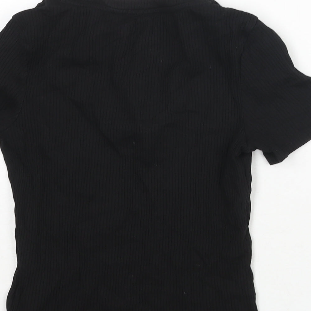 Womens UK Size S Monki Black Basic T-Shirt