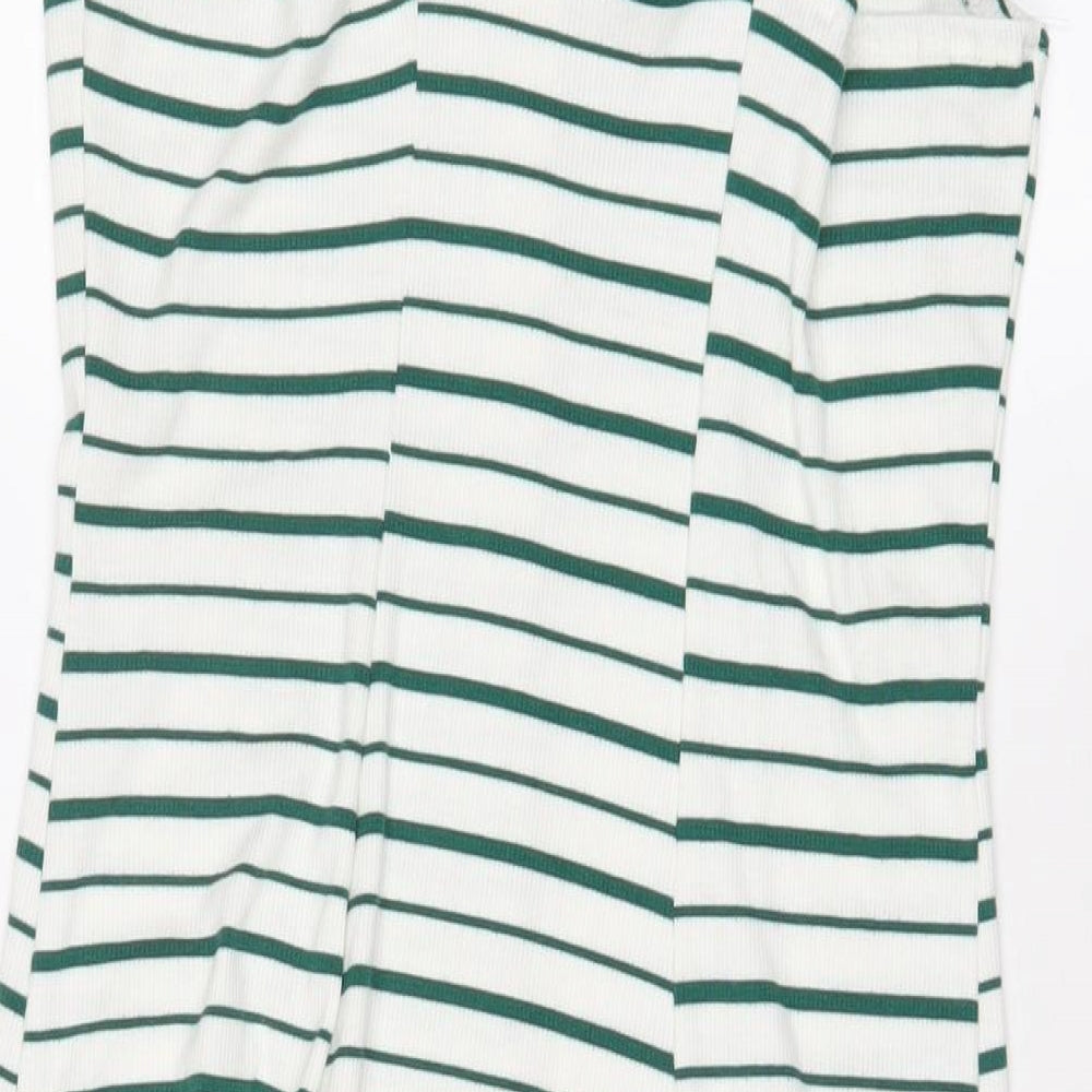 DF Young Womens White Striped Viscose A-Line Size XL Scoop Neck Button