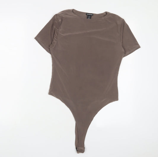Womens UK Size 12 Boohoo One-Piece Beige Bodysuit