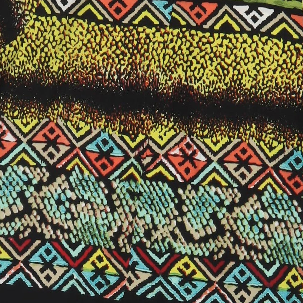 Boohoo Womens Multicoloured Geometric Polyester Sheath Size 12 Boat Neck Zip