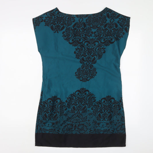 Dorothy Perkins Womens Blue Fair Isle Polyester A-Line Size 10 Boat Neck Pullover