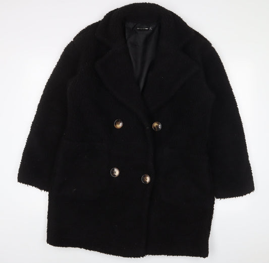 Womens UK Size 18 PRETTYLITTLETHING Black Overcoat
