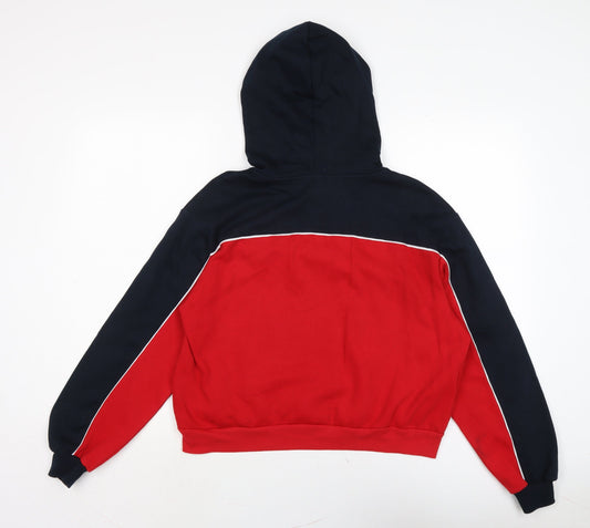 Divided Womens Black Cotton Pullover Hoodie Size M Drawstring