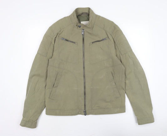 Mens UK Size L MNG Green Biker Coat