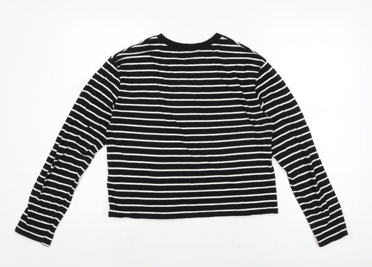 Miss Selfridge Womens Black Cotton Basic T-Shirt Size S Crew Neck