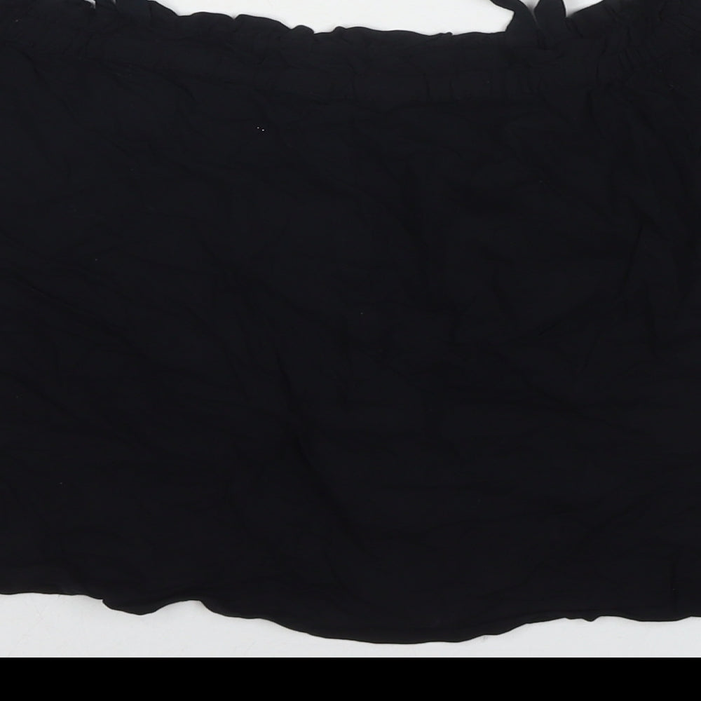 Candy Womens Black Viscose Basic T-Shirt Size 12 Off the Shoulder - Cold Shoulder