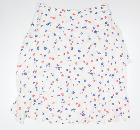 Marks and Spencer Womens White Floral Viscose Maxi Skirt Size 22 Zip