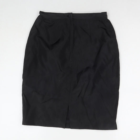 BHS Womens Black Polyester A-Line Skirt Size 12 Zip