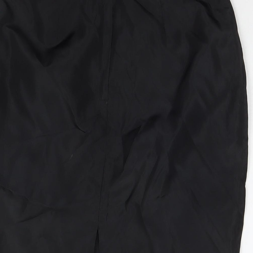 BHS Womens Black Polyester A-Line Skirt Size 12 Zip