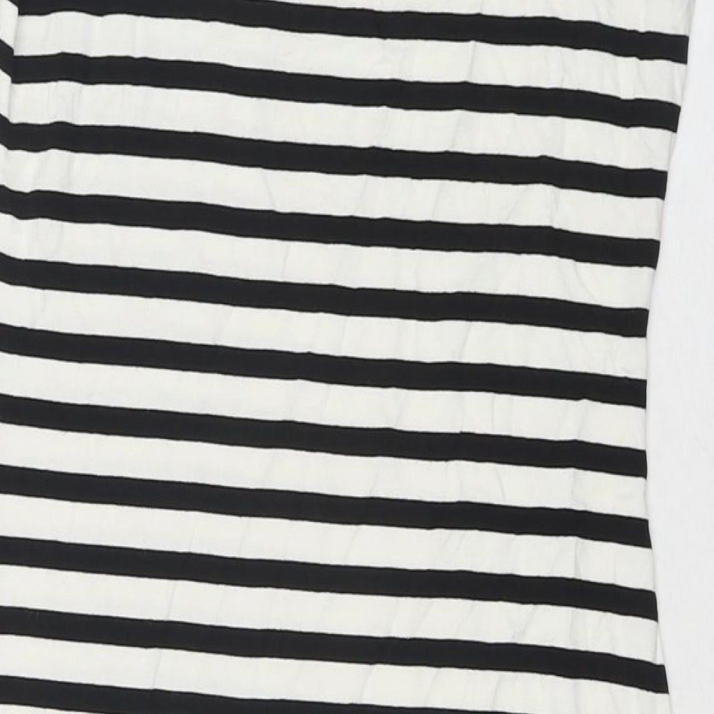 Marks and Spencer Womens White Striped Viscose Bodycon Size 10 Round Neck Pullover