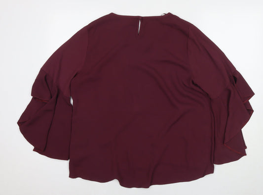 Womens UK Size 14 New Look Red Basic Blouse