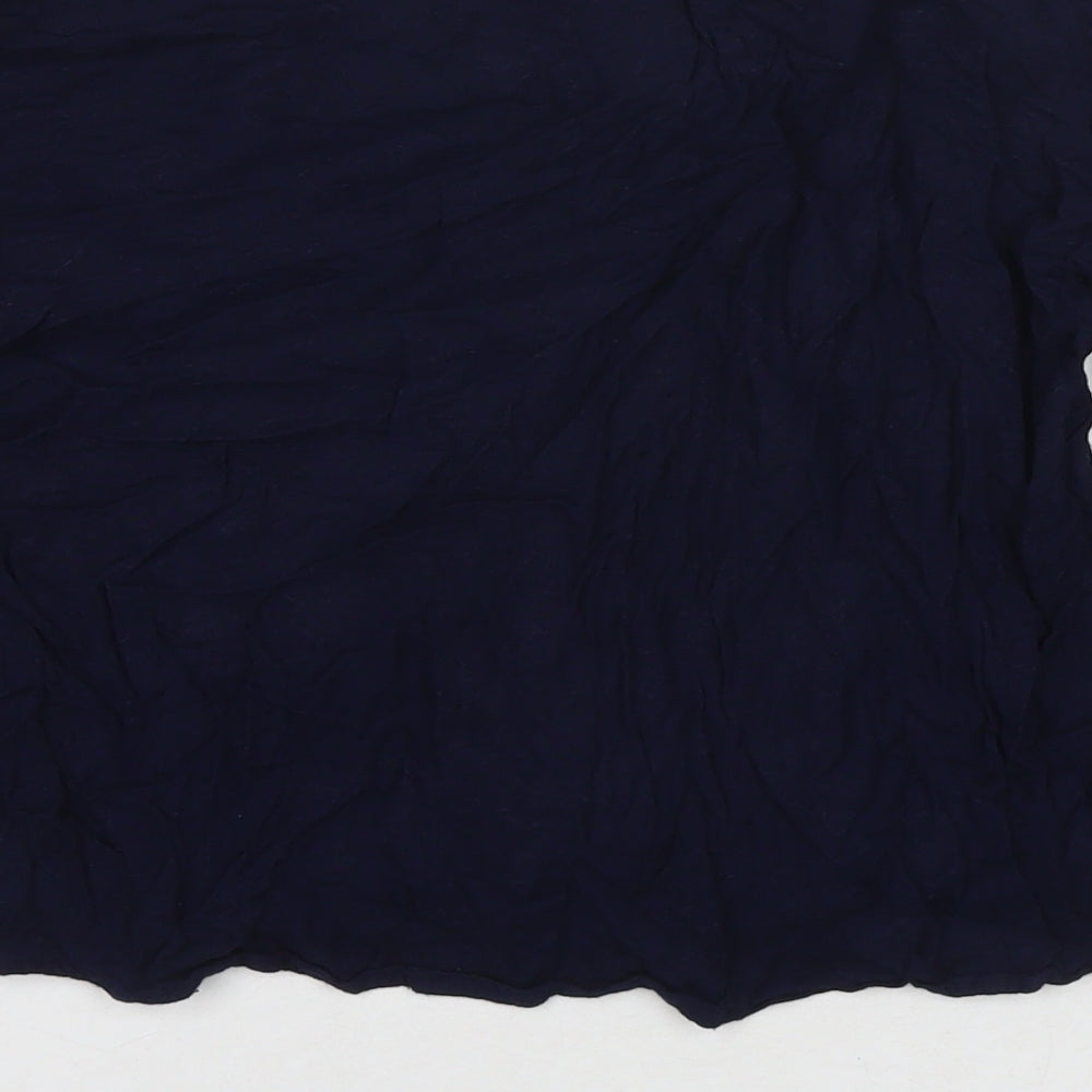 M&Co Womens Blue Viscose Basic Blouse Size 12 Round Neck