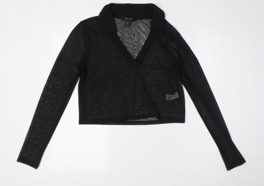 Womens UK Size 14 New Look Black Basic Button-Up