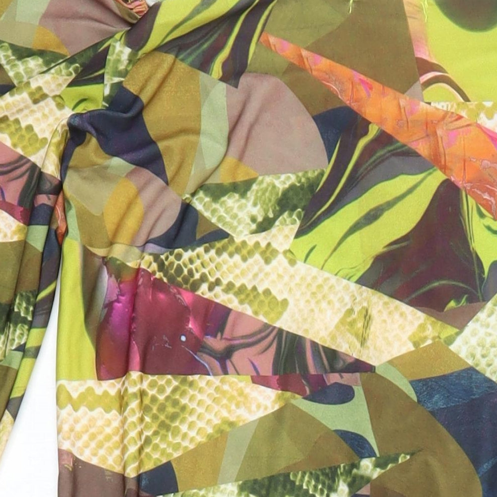 PRETTYLITTLETHING Womens Multicoloured Geometric Polyester Bodycon Size 12 Sweetheart