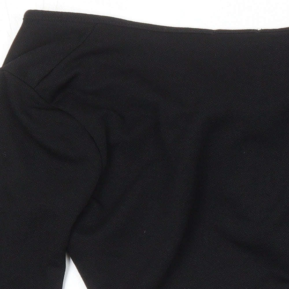 Boohoo Womens Black Polyester Cropped Blouse Size 6 Boat Neck