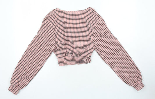 Womens UK Size XS H&M Pink Cropped Blouse