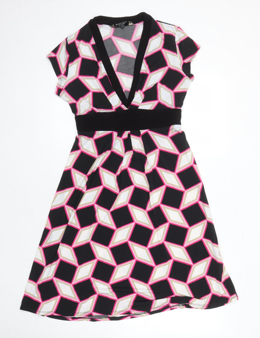 Additional front view of Principles women’s multicoloured geometric polyester a-line, size UK 12, v-neck