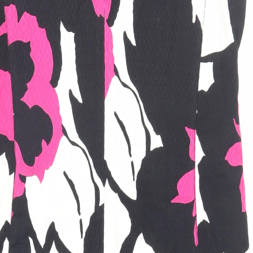 Damsel in a Dress Womens Black Geometric Cotton Shift Size 16 Boat Neck Zip