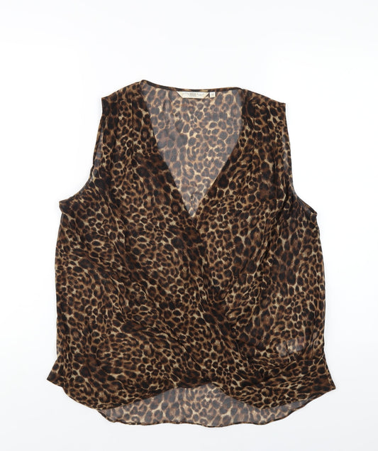 Womens UK Size 14 New Look Brown Basic Blouse