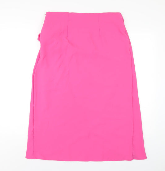 New Look Womens Pink Polyester A-Line Skirt Size M Zip