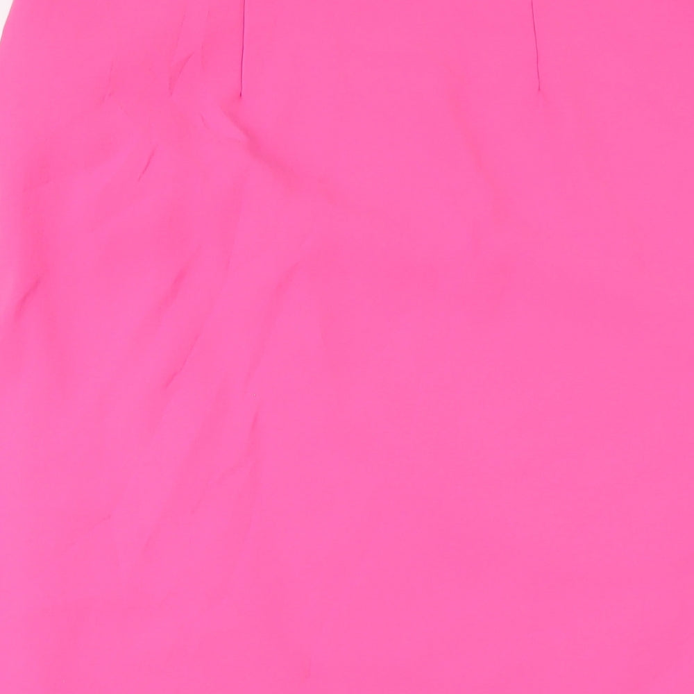 New Look Womens Pink Polyester A-Line Skirt Size M Zip