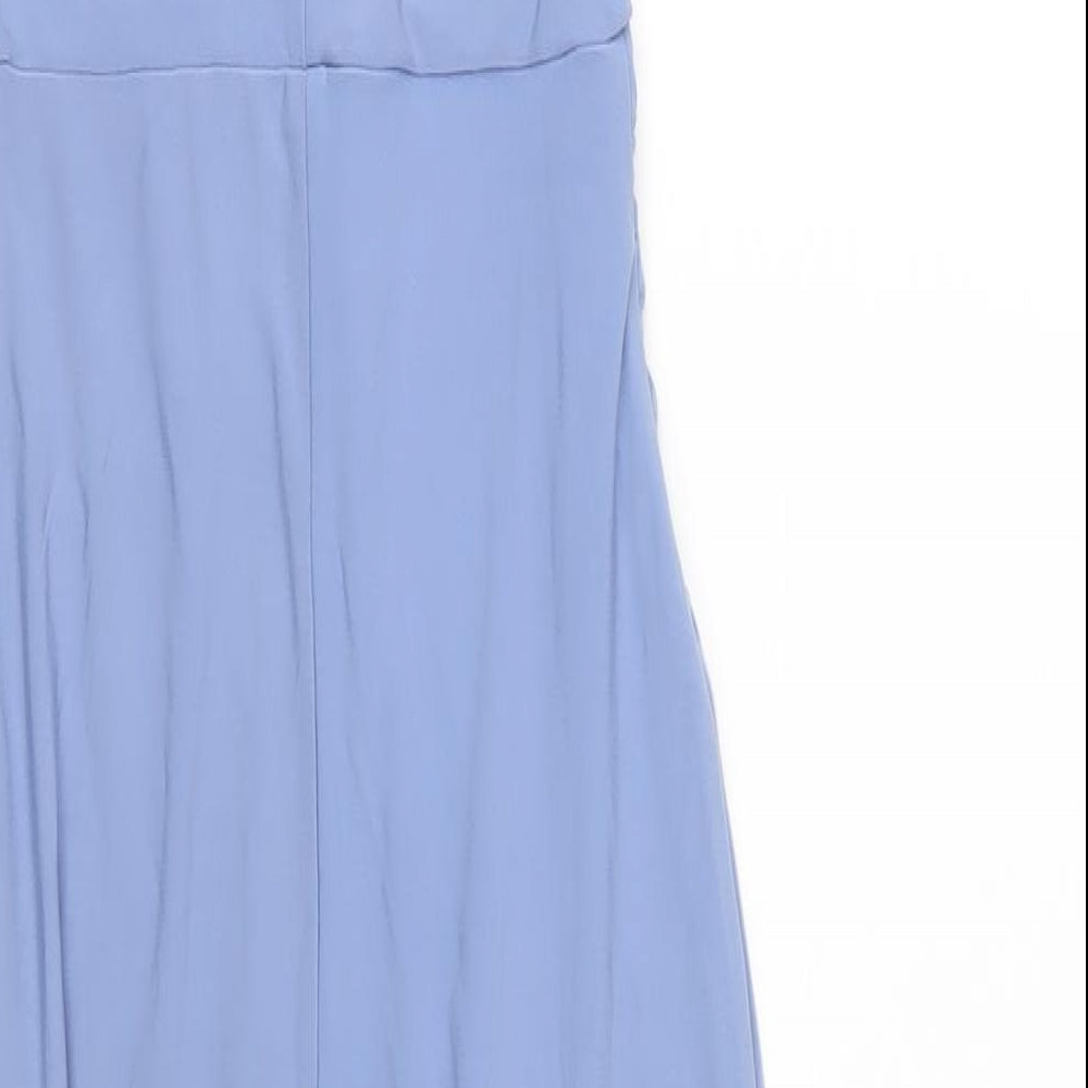 Club L Womens Blue Polyester Bodycon Size 4 One Shoulder Pullover