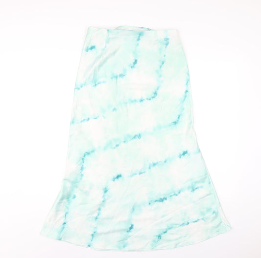 Bershka Womens Green Polyester A-Line Skirt Size M Zip