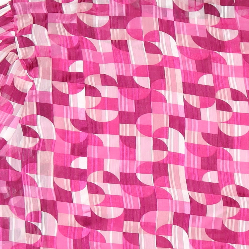 Bonmarché Womens Pink Geometric Polyester Basic Button-Up Size 22 Collared