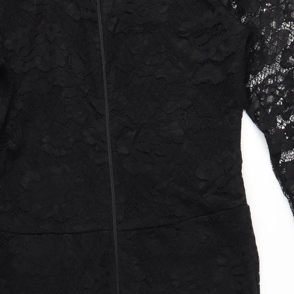 AX Paris Womens Black Polyester Bodycon Size 12 Round Neck Zip