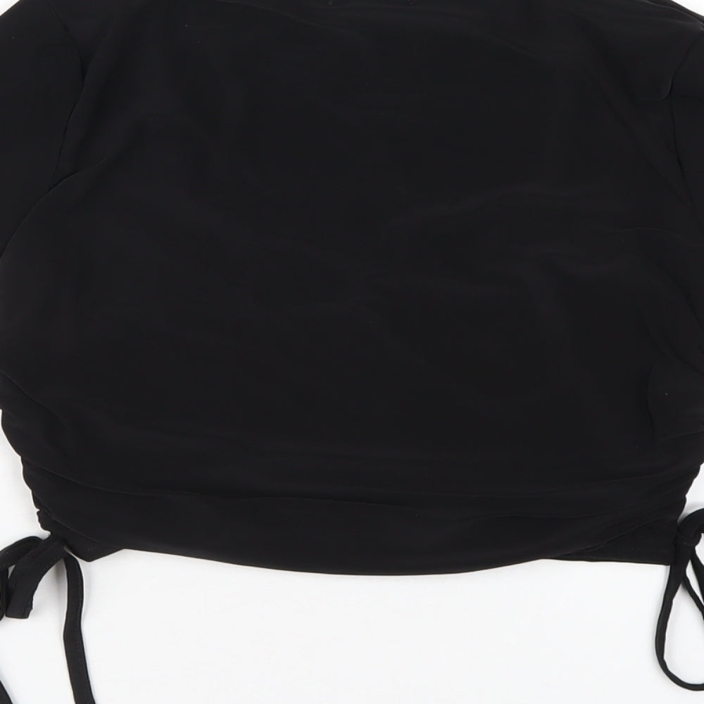 Womens UK Size 10 Boohoo Black Cropped T-Shirt