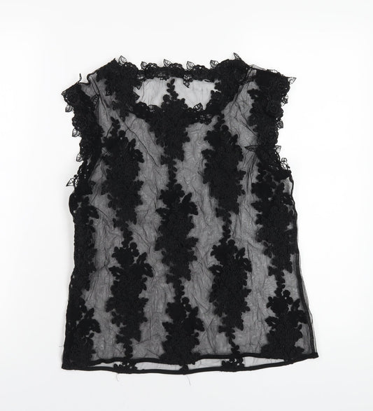 Womens UK Size 10 River Island Black Basic T-Shirt