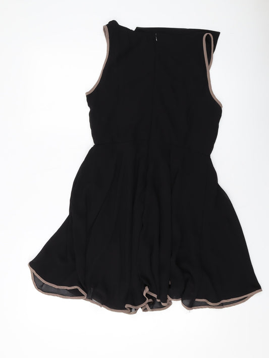 Apricot Womens Black Polyester A-Line Size S Cowl Neck Zip