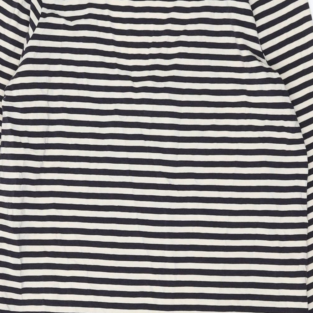 French Connection Womens Blue Striped Lyocell Bodycon Size 12 Scoop Neck Pullover