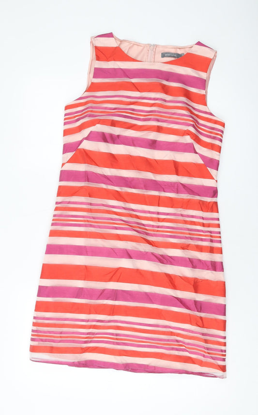 Additional front view of Principles women’s multicoloured striped polyester sheath, size UK 10, round neck zip