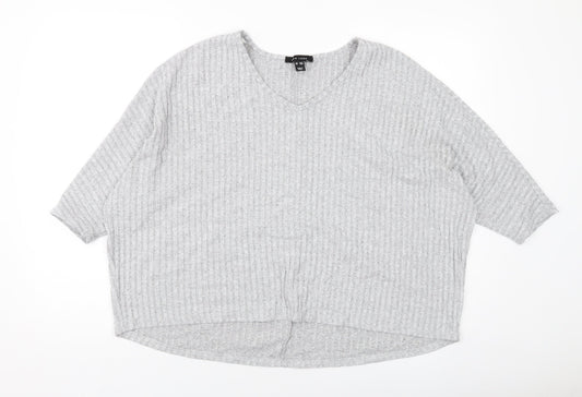 Womens UK Size S New Look Grey Basic Blouse